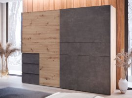 Kleiderschrank Winn 250 cm – Eiche/Dunkelgrau