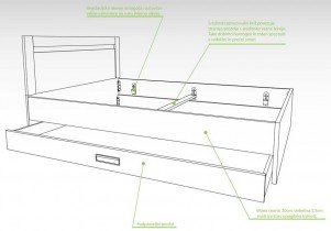 Kerles - Bett Bridge mit Schublade - 160x200 cm