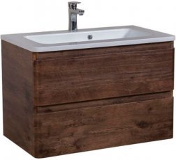 Schrank mit Waschbecken Akzent - 80 cm Wandmontage Kastanie