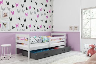 Kinderbett Eryk - 80x190 cm - weiß/grafit