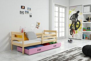 Kinderbett Eryk - 90x200 cm - Kiefer/Rosa