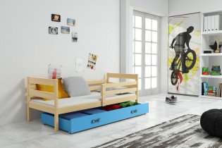 Kinderbett Eryk - 90x200 cm - Kiefer/Blau