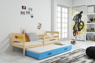 Kinderbett Eryk mit zusätzlicher Liegefläche - 90x200 cm - borovina/plava