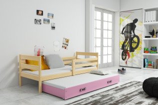 Kinderbett Eryk mit zusätzlicher Liegefläche - 90x200 cm - borovina/roza