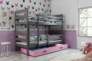 Kojenbett Eryk - 90x200 cm - graphit/rosa