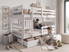Etagenbett Eryk mit Schublade - 90x190 cm - weiß