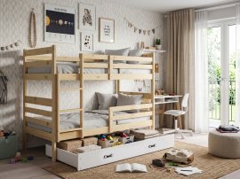 Etagenbett Eryk mit Schublade - 90x190 cm - Kiefer/Weiß