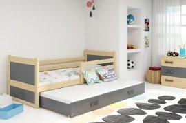 Doppelbett Rico mit zusätzlichem Bett - 90x200 cm - Kiefer/Graphit
