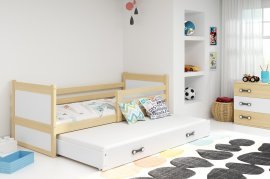 Doppelbett Rico mit zusätzlichem Bett - 90x200 cm - Kiefer/Weiß