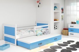 Doppelbett Rico mit zusätzlichem Bett - 90x200 cm - weiß/blau