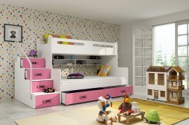 Kojenbett Max-3 - 120x200 cm - weiß/rosa
