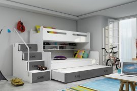 Kojenbett Max-3 mit zusätzlichem Bett - 120x200 cm - Weiß/Grafit