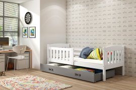 Kinderbett Kubus - 90x200 cm - Weiß/Graphit