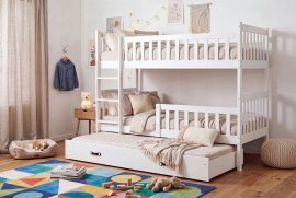 Etagenbett Kubus mit Zusatzbett – 90 x 190 cm – Weiß
