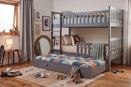 Etagenbett Kubus mit Zusatzbett – 90 x 190 cm – Graphit