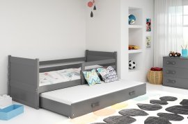 Kinderbett Rico mit zusätzlicher Liegefläche - 90x200 cm - graphit/graphit