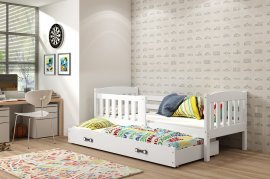 Doppelbett für Kinder Kubus mit zusätzlichem Bett - 90x200 cm - weiß/weiß
