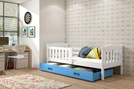 Kinderbett Kubus - 80x160 cm - weiß/blau