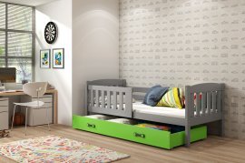 Doppelbett Kubus - 90x200 cm - Graphit/Grün