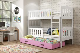 Kojenbett Kubus mit zusätzlichem Bett - 90x200 cm - weiß/rosa
