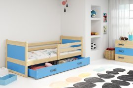 Kinderbett Rico - 90x200 cm - Kiefer/Blau