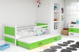 Doppelbett Rico mit zusätzlichem Bett - 90x200 cm - weiß/grün