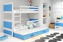 Kojenbett Rico mit zusätzlichem Bett - 90x200 cm - weiß/blau
