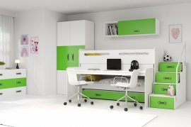 Kojenbett-Transformer Max-1 mit zusätzlichem Bett - 80x200 cm - weiß/grün