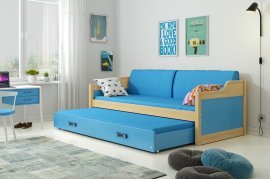 Dawid Kinderbett mit zusätzlichem Bett - 90x200 cm - Kiefer/Blau