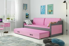 Dawid Kinderbett mit zusätzlichem Bett - 80x190 cm - Graphit/Rosa