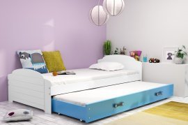 Kinderbett Lili mit zusätzlicher Liegefläche - 90x200 cm - weiß/blau