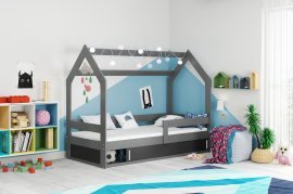 Domek Kinderbett - 80x160 cm - graphit/schwarz