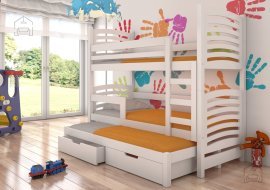 Etagenbett Soria 75x180 cm mit Zusatzbett – Weiß