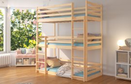 Etagenbett Tedro mit Zusatzbett – 90x200 cm – Kiefer