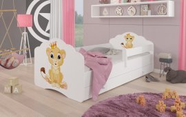 Kinderbett Casimo mit Motiv, Rausfallschutz und Schublade – 80x160 cm