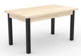 Ausziehbarer Esstisch Rodos 81 – Eiche Sonoma, schwarze Beine