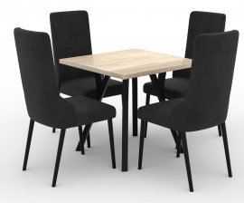 Esszimmer-Set Rodos 83 – Eiche Sonoma, schwarze Beine