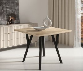 Esstisch Rodos 83 – Eiche Sonoma, schwarze Beine