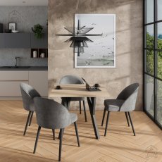 Esszimmer-Set Rodos 84 – Eiche Sonoma, schwarze Beine