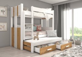 Etagenbett Artema – 90x200 cm – Weiß/Artisan
