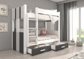 Etagenbett Arta – 80x180 cm – Weiß/Anthrazit