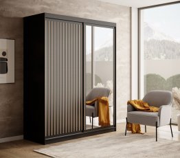 Kleiderschrank mit Schiebetüren Delia 160 cm – Schwarz