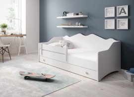 Kinderbett Emka 80x160 cm – Weiß/Grau