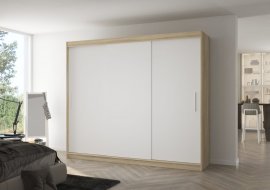 Kleiderschrank mit Schiebetüren Antos – 250 cm – Eiche Sonoma/Weiß