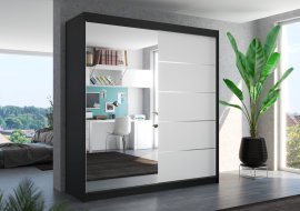 Kleiderschrank mit Schiebetüren Oliver – 200 cm – Schwarz/Weiß