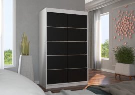 Kleiderschrank mit Schiebetüren Benisso – 120 cm – Weiß/Schwarz