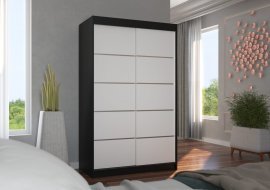 Kleiderschrank mit Schiebetüren Benisso – 120 cm – Schwarz/Weiß