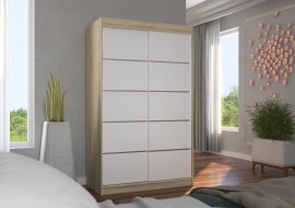 Kleiderschrank mit Schiebetüren Benisso – 120 cm – Eiche Sonoma/Weiß