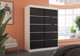 Kleiderschrank mit Schiebetüren Luft – 150 cm – Weiß/Schwarz