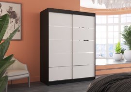 Kleiderschrank mit Schiebetüren Luft – 150 cm – Schwarz/Weiß